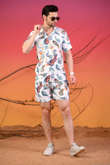 Ethnic Motifs Multicolored Cuban Collar Co-Ords