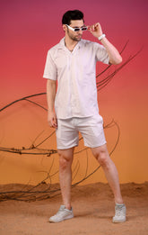 Baby Pink & White Striped Cuban Collar Co-Ords