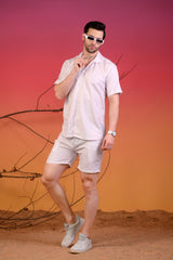 Baby Pink & White Striped Cuban Collar Co-Ords