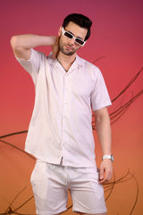 Baby Pink & White Striped Cuban Collar Co-Ords