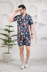 Abstract Paisley Print Cuban Collar Boxy Fit Co-Ords