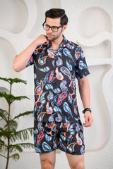 Abstract Paisley Print Cuban Collar Boxy Fit Co-Ords