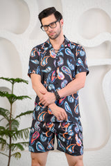 Abstract Paisley Print Cuban Collar Boxy Fit Co-Ords