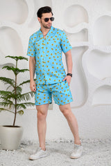 Avocadreams Blue Cuban Collar Boxy Fit Co-Ords