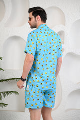 Avocadreams Blue Cuban Collar Boxy Fit Co-Ords