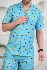 Avocadreams Blue Cuban Collar Boxy Fit Co-Ords