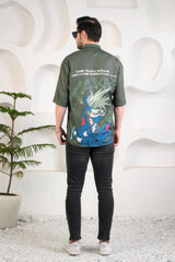 Men’s Green Anime Graphic Shirt