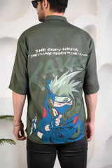 Men’s Green Anime Graphic Shirt