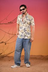 Men's Trendy Leaf Pattern Premium Rayon Shirt