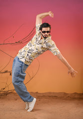 Men's Trendy Leaf Pattern Premium Rayon Shirt