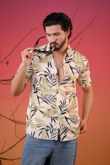 Men's Trendy Leaf Pattern Premium Rayon Shirt