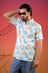 Men's Leafy Floral Opaque Printed Casual Shirt