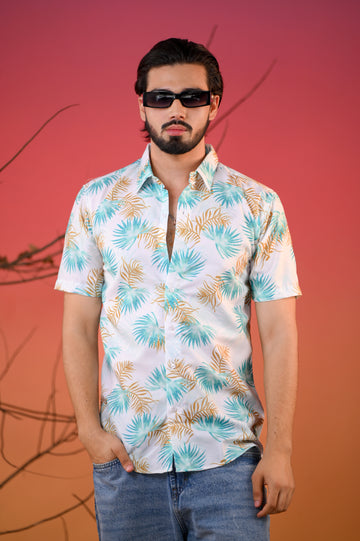 Men's Leafy Floral Opaque Printed Casual Shirt