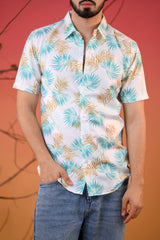 Men's Leafy Floral Opaque Printed Casual Shirt