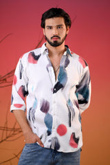 Men's Cloud Canvas Multicoloured Digital Print Five Sleeve Shirt