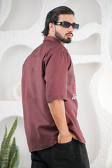 Men's Brown Anime Graphic Shirt