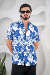 Men’s Blue Floral Premium Rayon Shirts