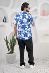 Menโs Blue Floral Premium Rayon Shirts