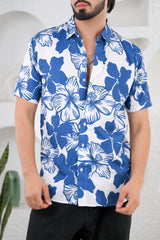 Menโs Blue Floral Premium Rayon Shirts