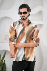 Men's Multicoloured Vibrant Digital Print Five Sleeve Shirt