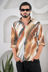 Men's Multicoloured Vibrant Digital Print Five Sleeve Shirt