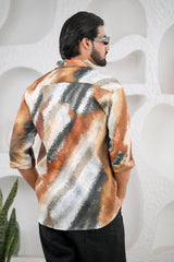Men's Multicoloured Vibrant Digital Print Five Sleeve Shirt