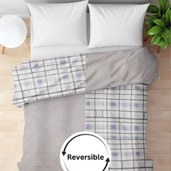 Ultralight Reversible Comforter | Black & White with Blue Squares - Furnish Factory