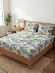 Indigo Patchwork Premium Jaipuri Bedsheet - Furnish Factory
