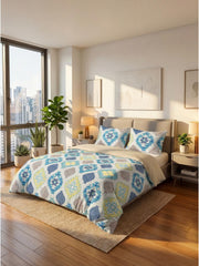 Blue Floral Harmony Premium Jaipuri Bedsheet - Furnish Factory