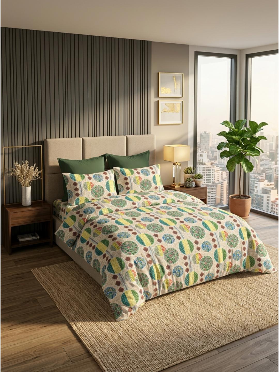 Earthy Orbit Premium Jaipuri Bedsheet - Furnish Factory