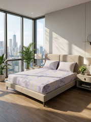 Floral Bliss And Sunlit Grace Cotton Blend Bedsheet