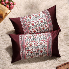 Ornate Bloom Silk Lumbar Cushion Covers – 20x12 inch