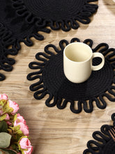 Earth thread-Black Braided Jute Table Placemats (Round 10.5 inch)