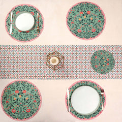 Gulistan Dining Table set (Runner Size: 70x12.5 inch | Mat Size: 14.5 inches round)