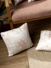 Vintage Blossom Medallion– Handcrafted Embroidered Cushion Cover – 16 x 16 inches