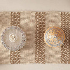 Soft knitted Beige Table Runner with tint of brown thread
