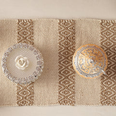 Soft knitted Beige Table Runner with tint of brown thread