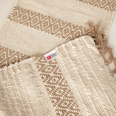 Soft knitted Beige Table Runner with tint of brown thread