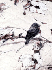 Birdsong & Blossoms Design– Premium Quilted Cushion Cover – 16 x 16 inches - Furnish Factory