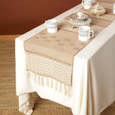 Soft knitted Brown Table Runner with tint of beige thread