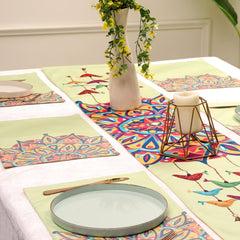 Satrangi Mandala Dining Set (Runner Size: 70x12.5 inch | Mat Size: 12x18 inch)