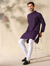 Royal Plum Woven Cotton Kurta