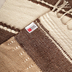 Dark Brown and Biege Table Runner with tassels - Furnish Factory