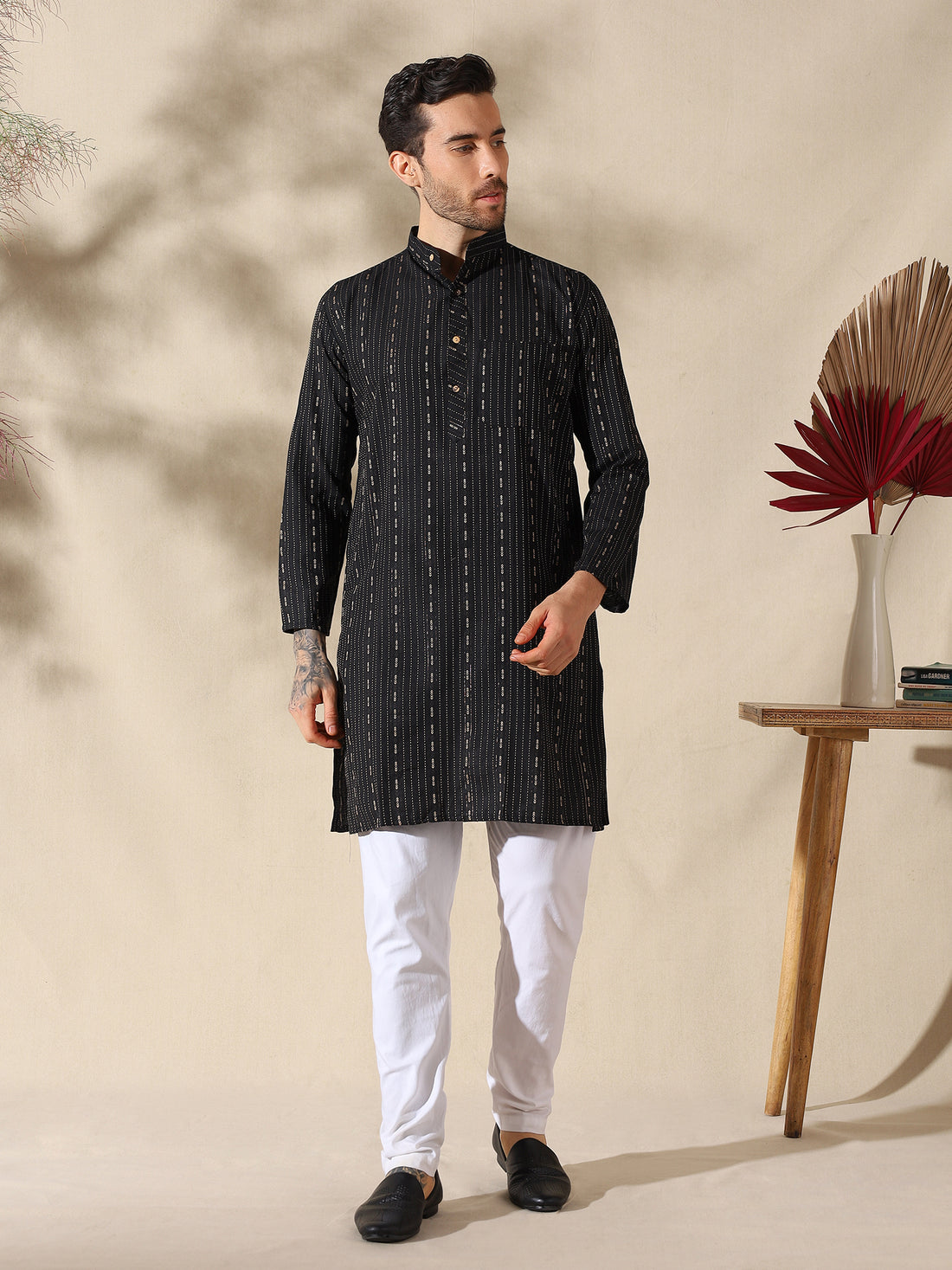 Noir Classic Woven Cotton Kurta
