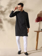 Noir Classic Woven Cotton Kurta
