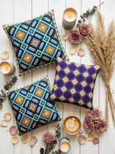 Elegant Geometric Satin Reversible Cushion Cover - Furnish Factory