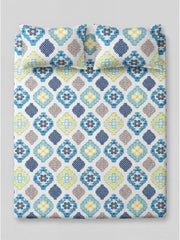 Blue Floral Harmony Premium Jaipuri Bedsheet - Furnish Factory