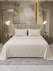 Celestial Luxe Ivory Cotton Bedsheet