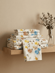 Pastel Bloom Harmony – Floral 7D Bedsheet Printed Super King Size - Furnish Factory