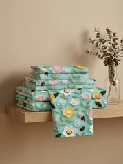 Mint Blossom Garden – Floral 7D Bedsheet Fitted Super King Size - Furnish Factory